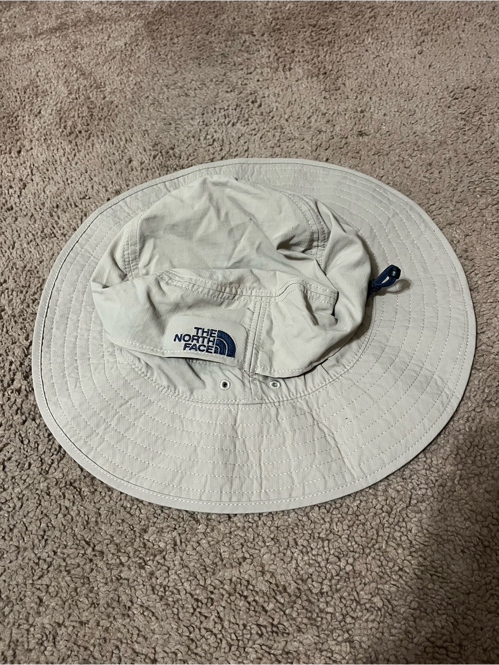The North Face Light Beige Hat with Navy Logo